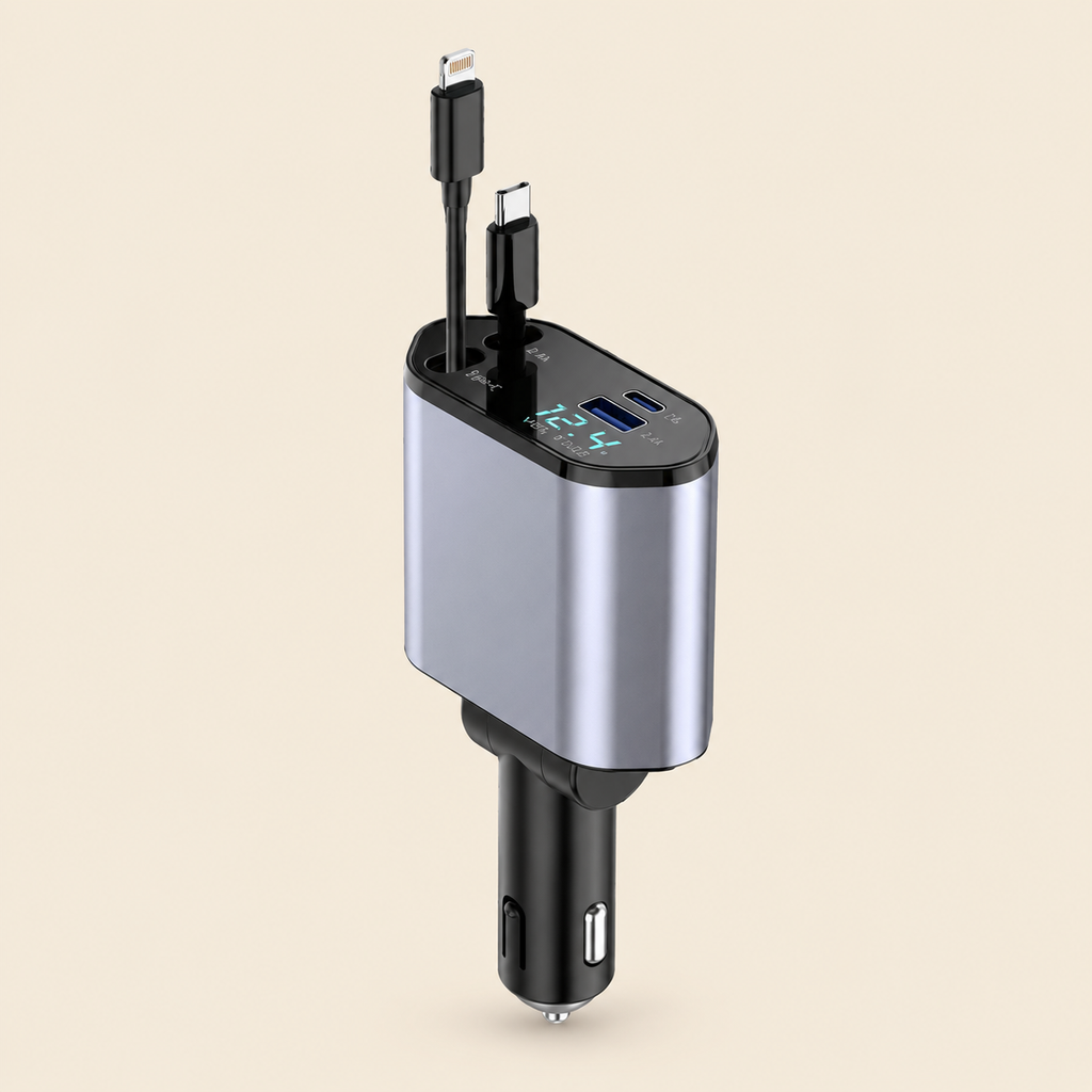 4-in-1 Retractable Car Charger 120W
